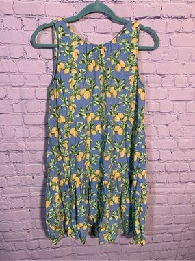 Loft Womens Linen Blend Tiered Dress Lemon Print Sz S Sleeveless Vacation Preppy